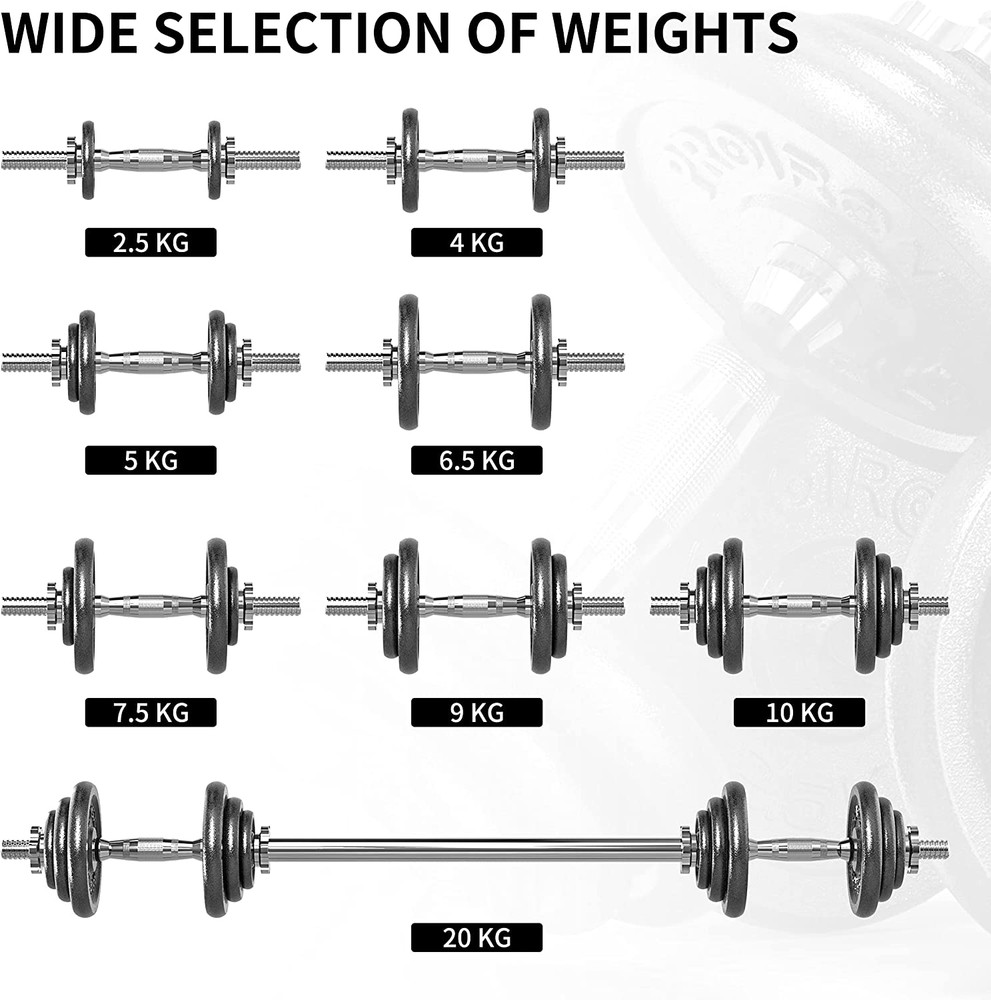 Adjustable 44Lbs Cast Iron Dumbbell Set for Home Gym & Weight Training