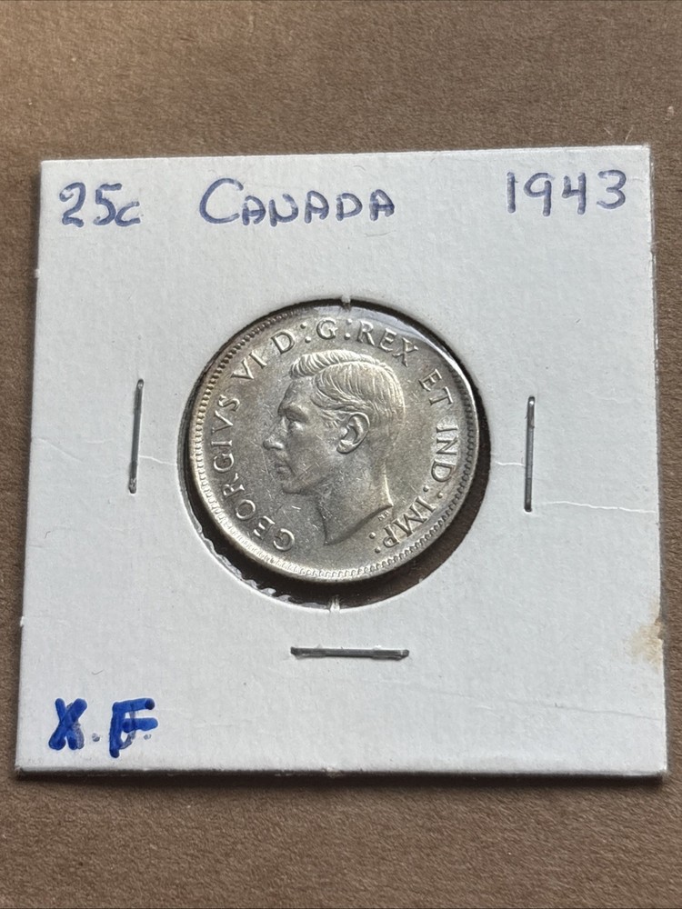 1943 Canada 25 Cents 🔥 XF Very Good Condition