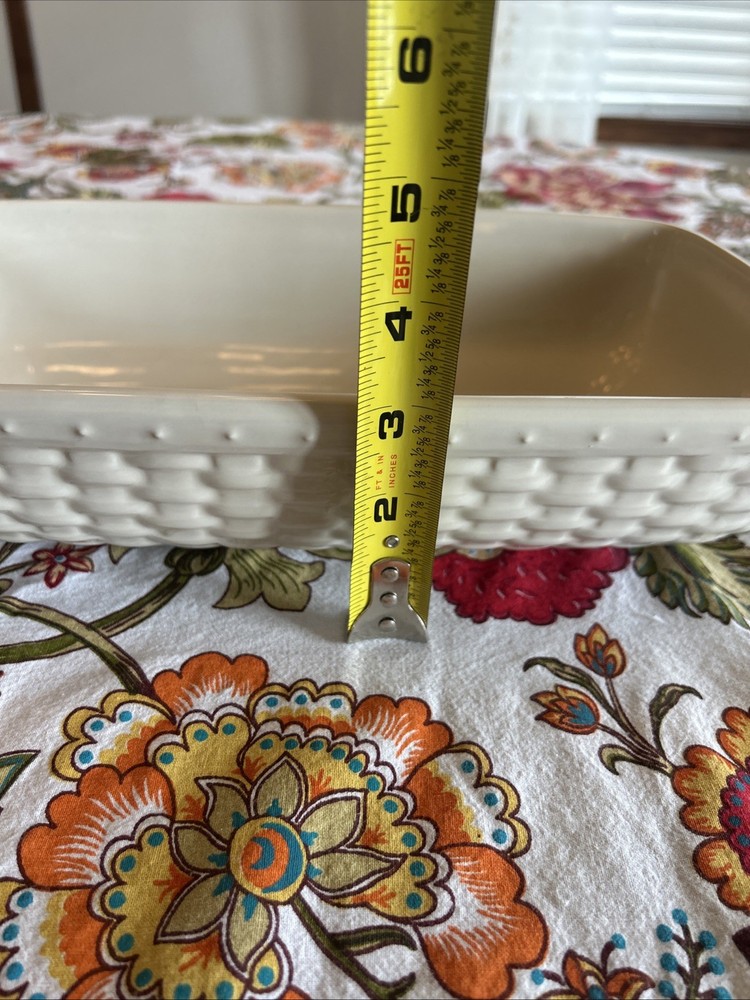Rare Longaberger Woven Traditions Dish Rectangular Baker 12.5" x 6.5" Ivory