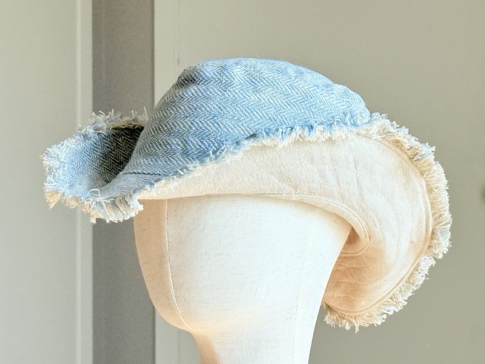 Blue Tone Beach Sun Hat, Hat Hippie Boho Hat, Unisex Plain Beach Hat Blue