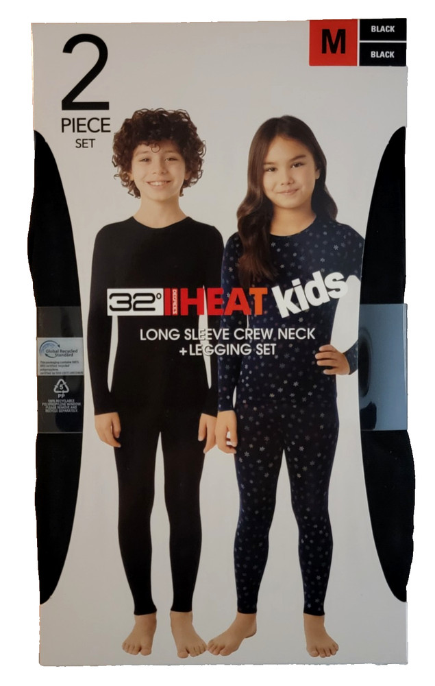 KIDS 32 Degrees HEAT Long Sleeve Crew Neck & Legging Set BLACK MEDIUM  8/10 New