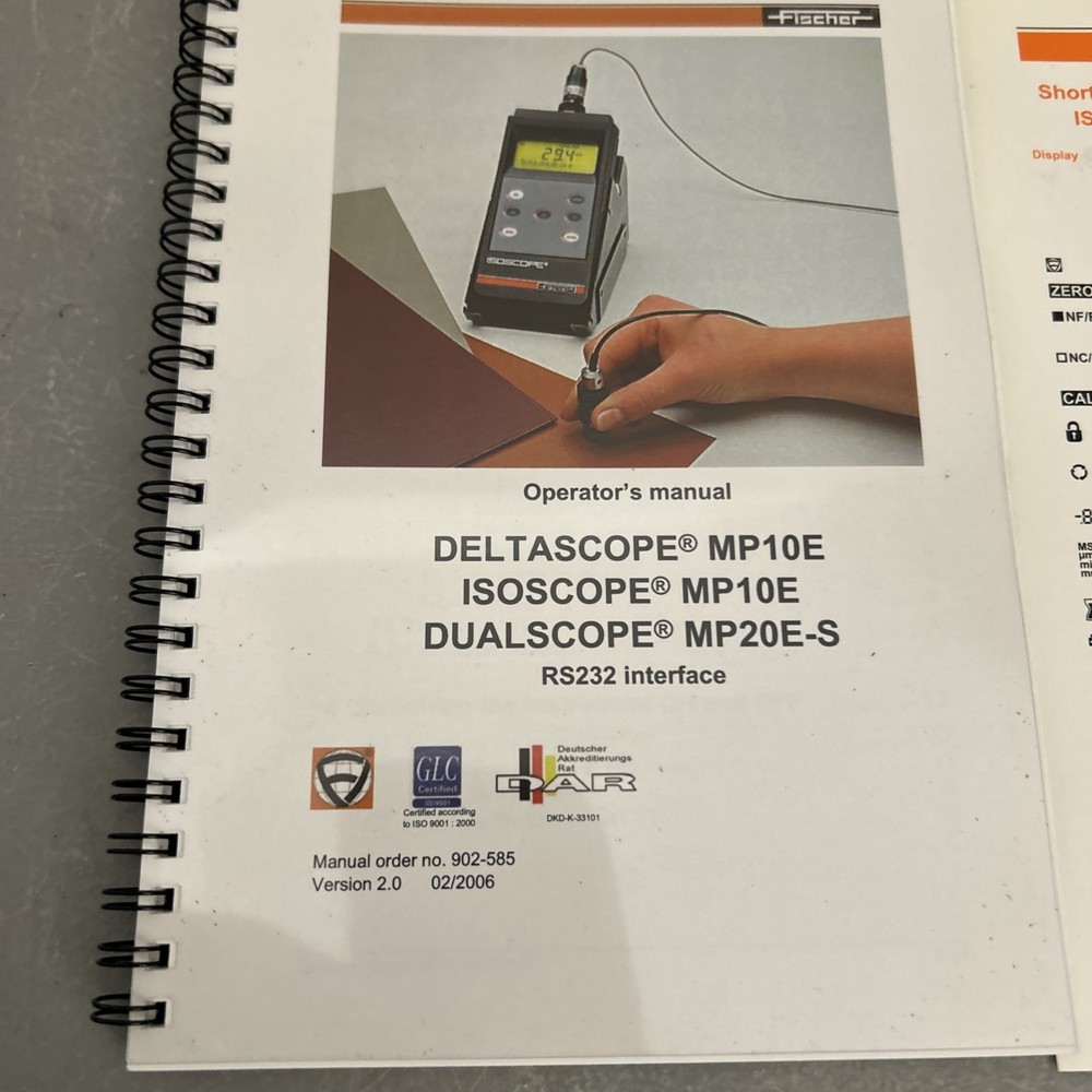 Fisher Technology MP20E Dualscope w Manual & Case( Missing Probe/ Battery Cover)