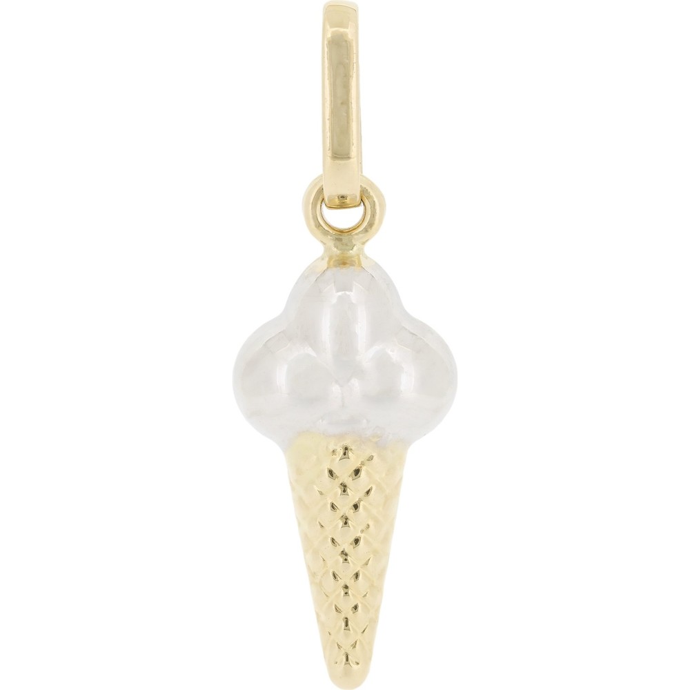 14 Karat Yellow Gold Two Tone Ice Cream Cone Charm 18mm
