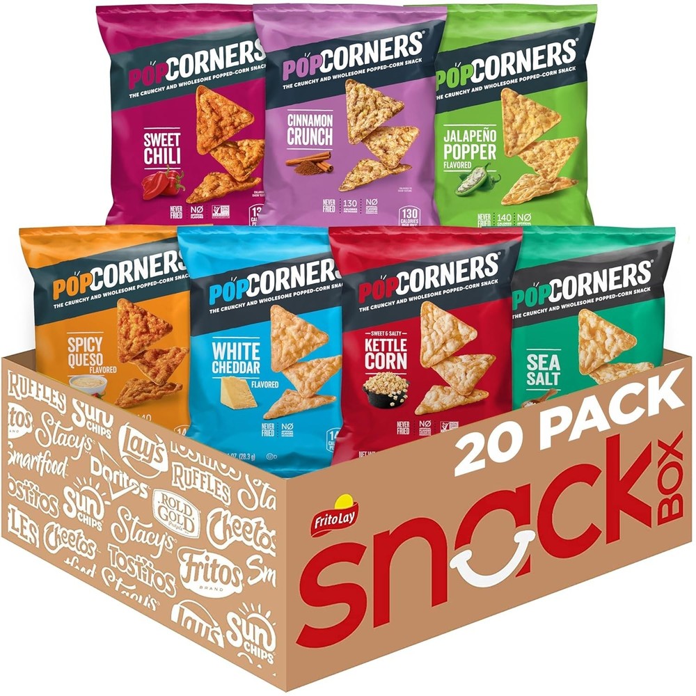 Popcorn Snacks Sampler Pack 20 Variety 1oz Chips Non-GMO Kosher On-the-Go