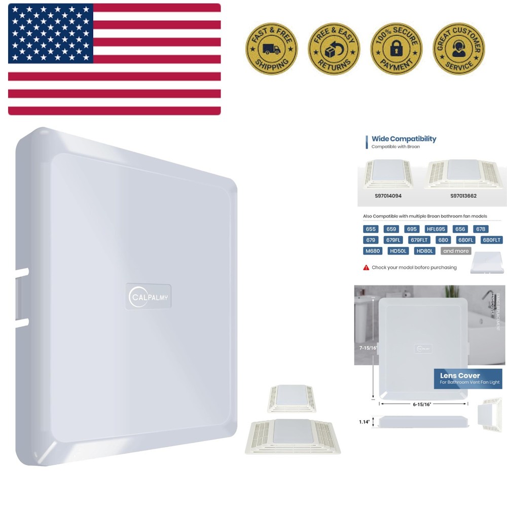 Exact Replacement Bathroom Vent Fan Light Lens Cover, Compatible with Broan S...