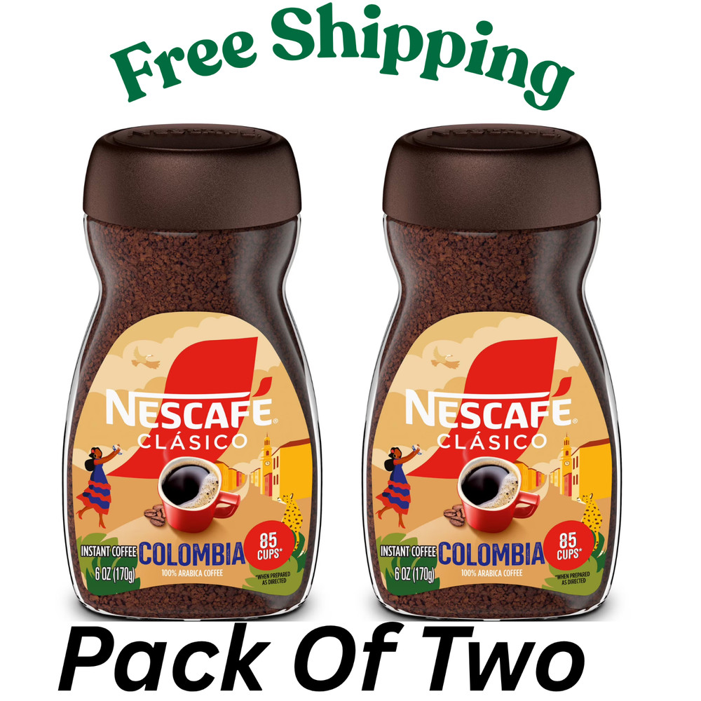 (2PACK) NESCAFÉ CLÁSICO Colombia, Medium Roast, Instant Coffee, 6 oz, 1 Jar