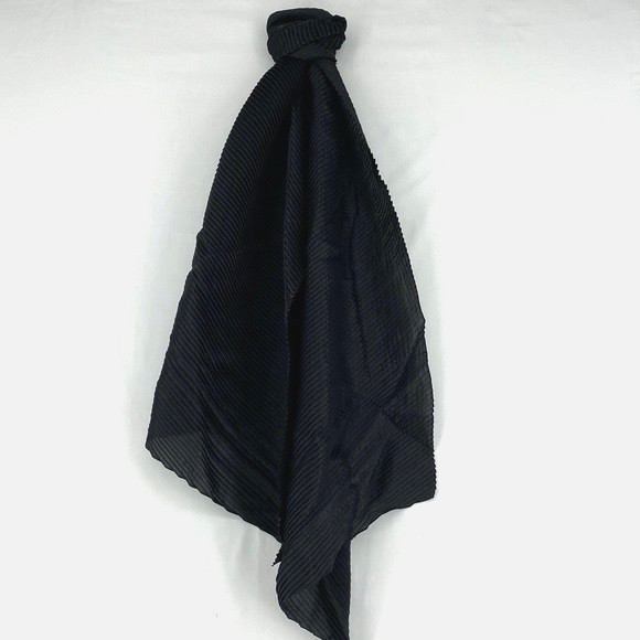 Calvin Klein Womens One Size Evening Wrap Scarf Pleated Black Rectangular