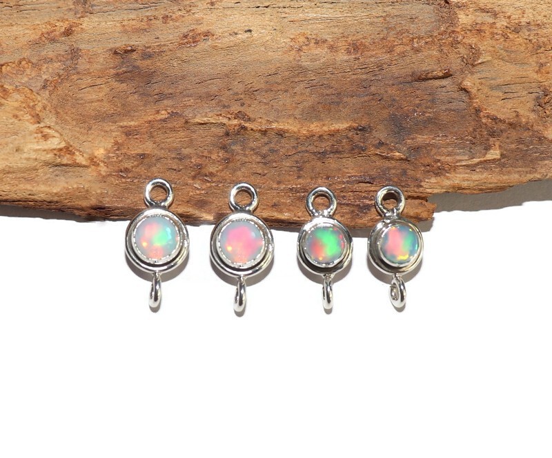 DIY opal supplies links sterling silver fire opal connector for jewelry making