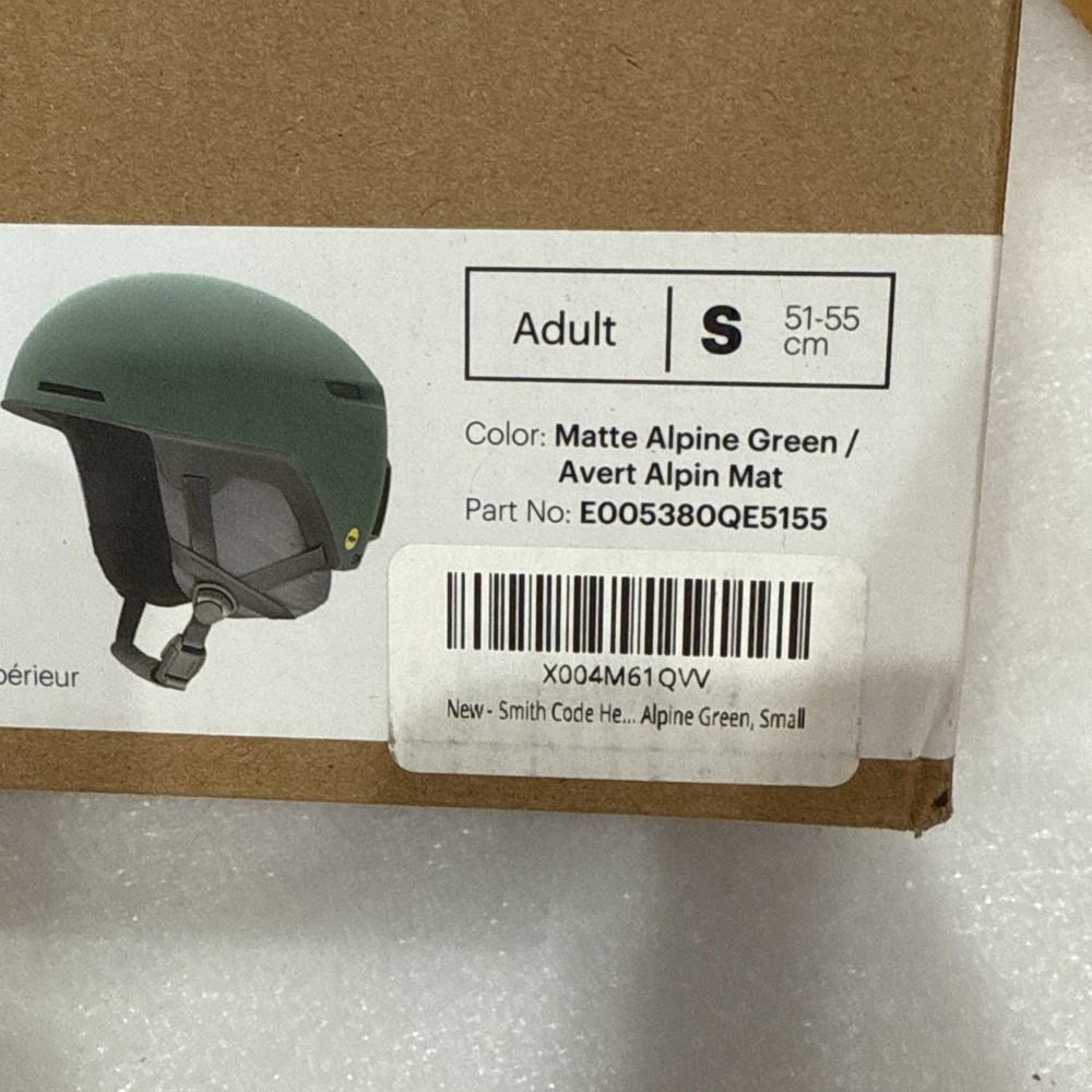 Smith Code Zonal Koroyd Technology MIPS Snow Helmet Adult Small Green Matte New