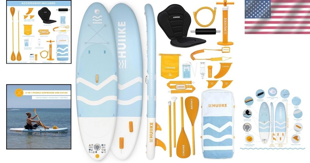 Blue Inflatable Paddle Board – Includes All Accessories, 10’ x 33”, 286 lb Load