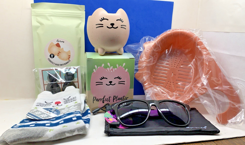 CAT LADY NEW 6 Piece Gift Set - Purrfect Planter/Snow Kitty Socks + 4 more!!