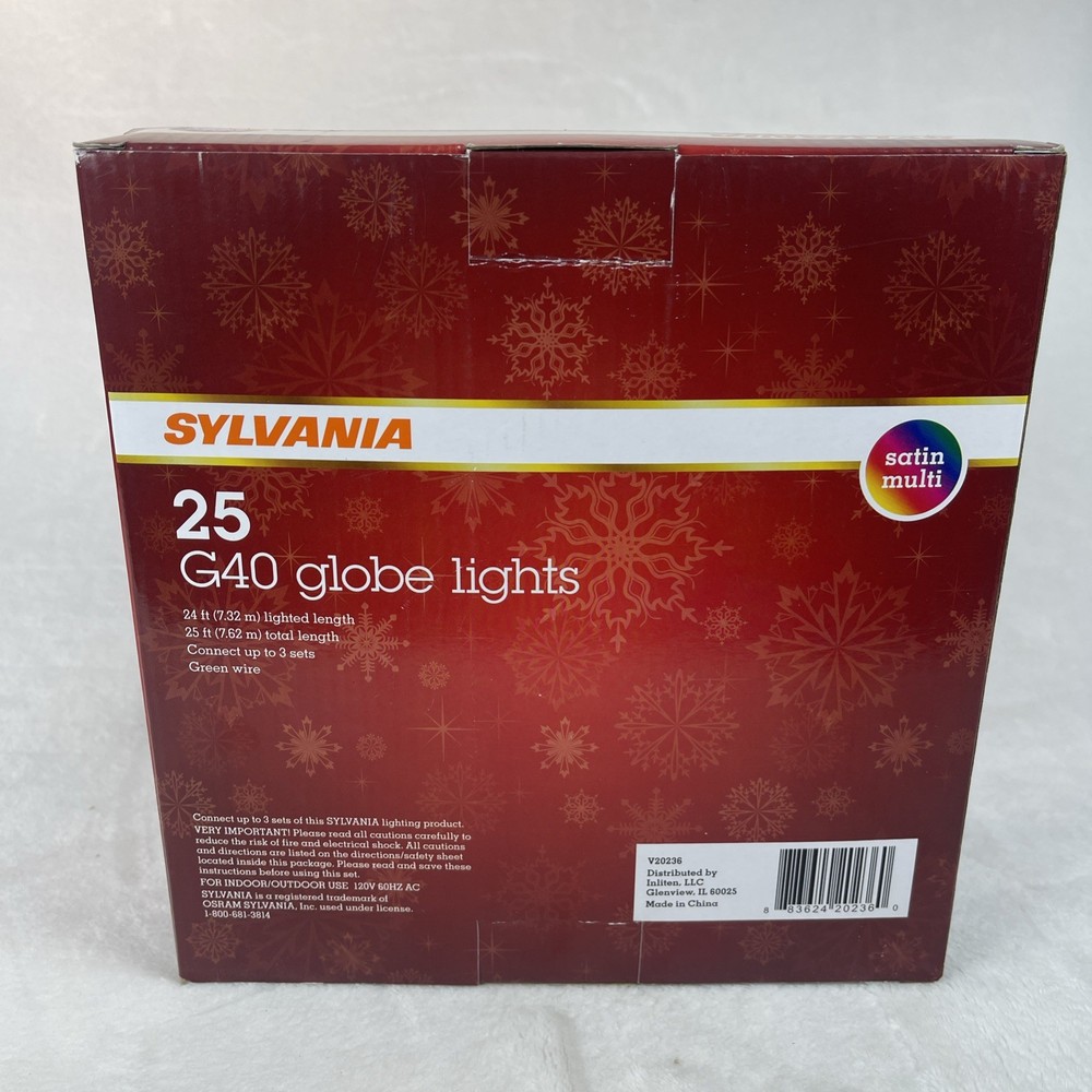 Sylvania 25 G40 Globe String Lights Satin Multi Green Wire