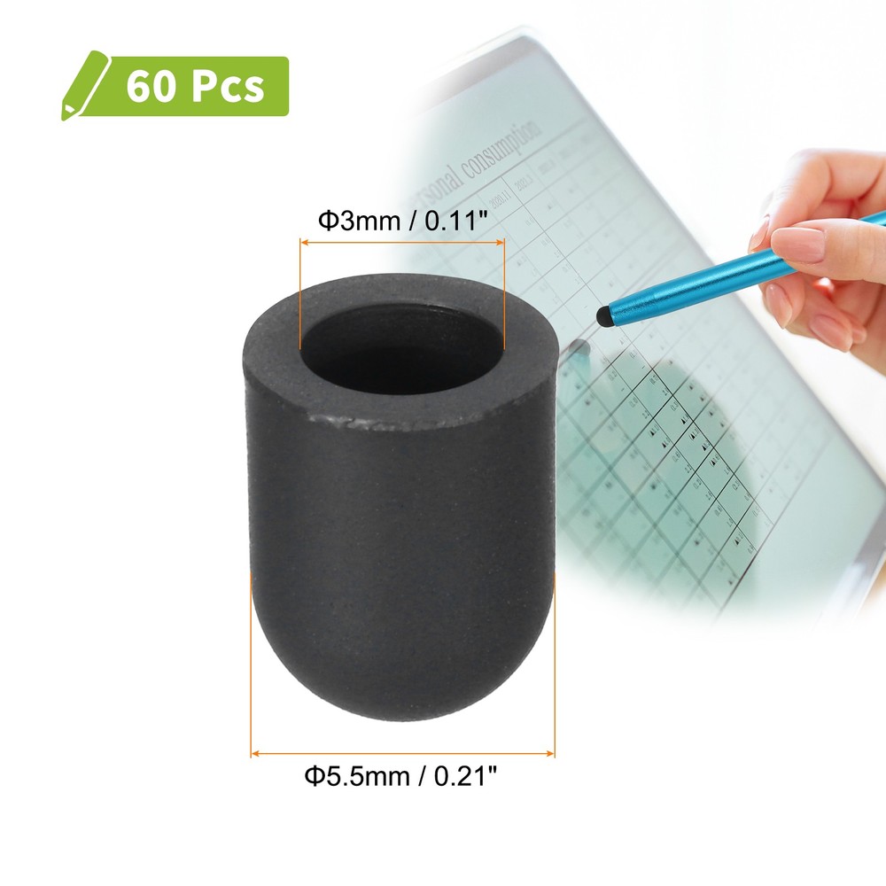 60Pcs Replacement Stylus Pen Tips 5.5mm Screen Pens Tips Silicone Rubber