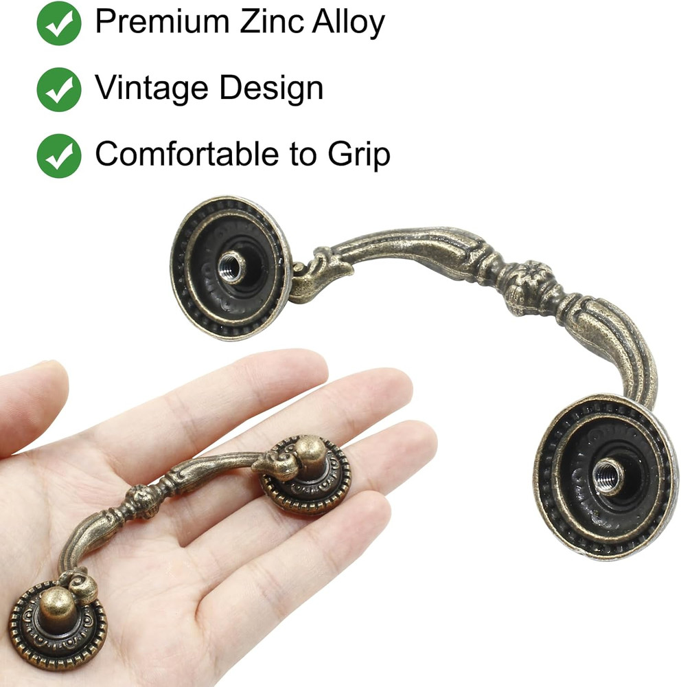 4Pack 3 Inch Bronze Vintage Drawer Pulls Handles Antique Drop Bail Cabinet Pulls