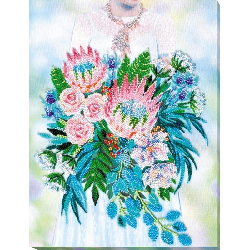 Bead Embroidery Kit Bridal bouquet Beaded stitching Beadwork Abris Art