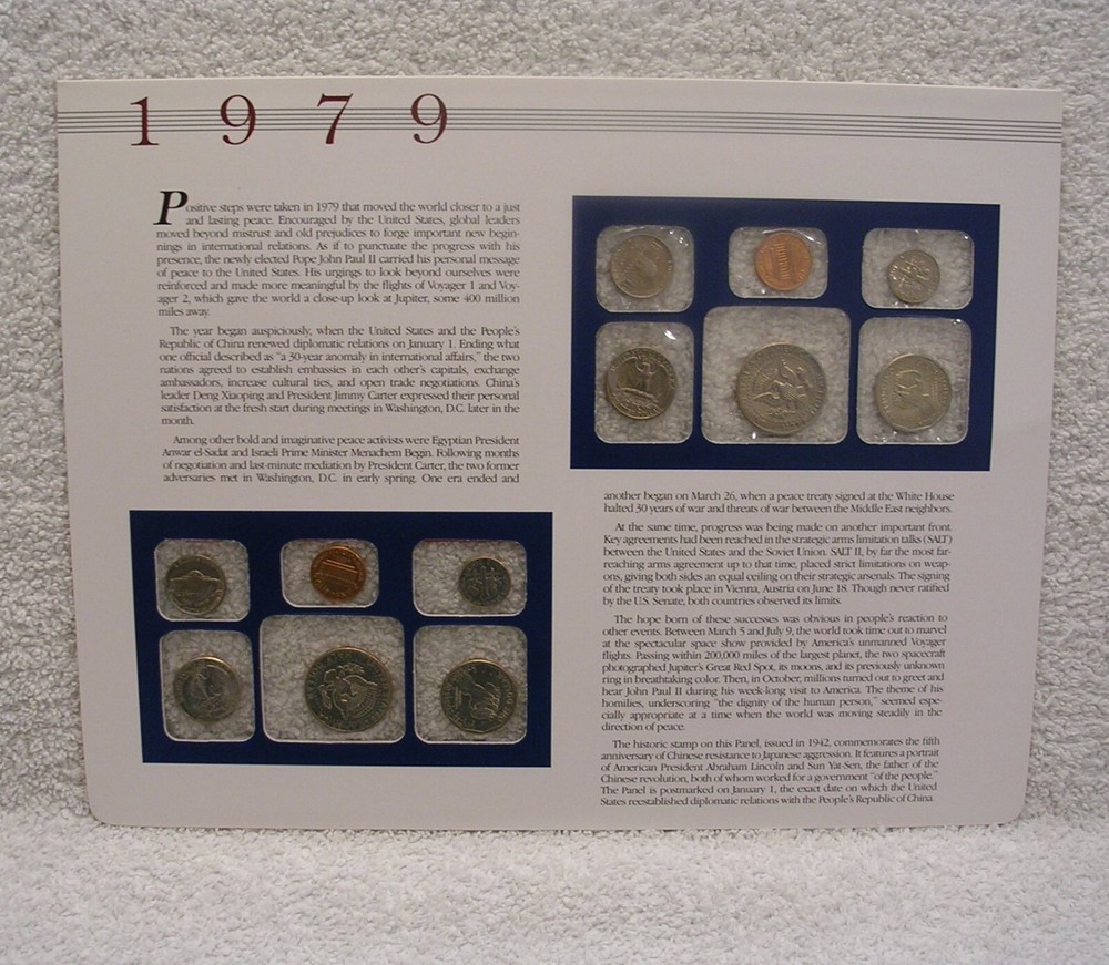 1979 Uncirculated Mint Sets - Postal Commemorative Society Coin & Stamp Panel