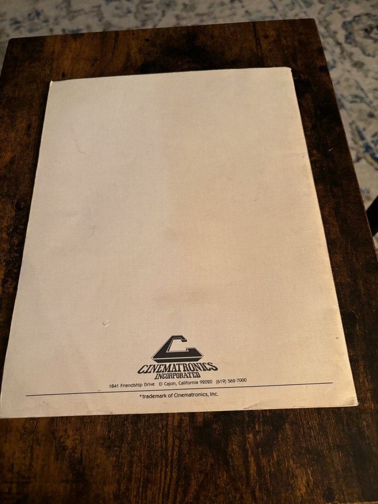 DANGER ZONE ORIGINAL VIDEO ARCADE GAME OPERATORS SERVICE MANUAL