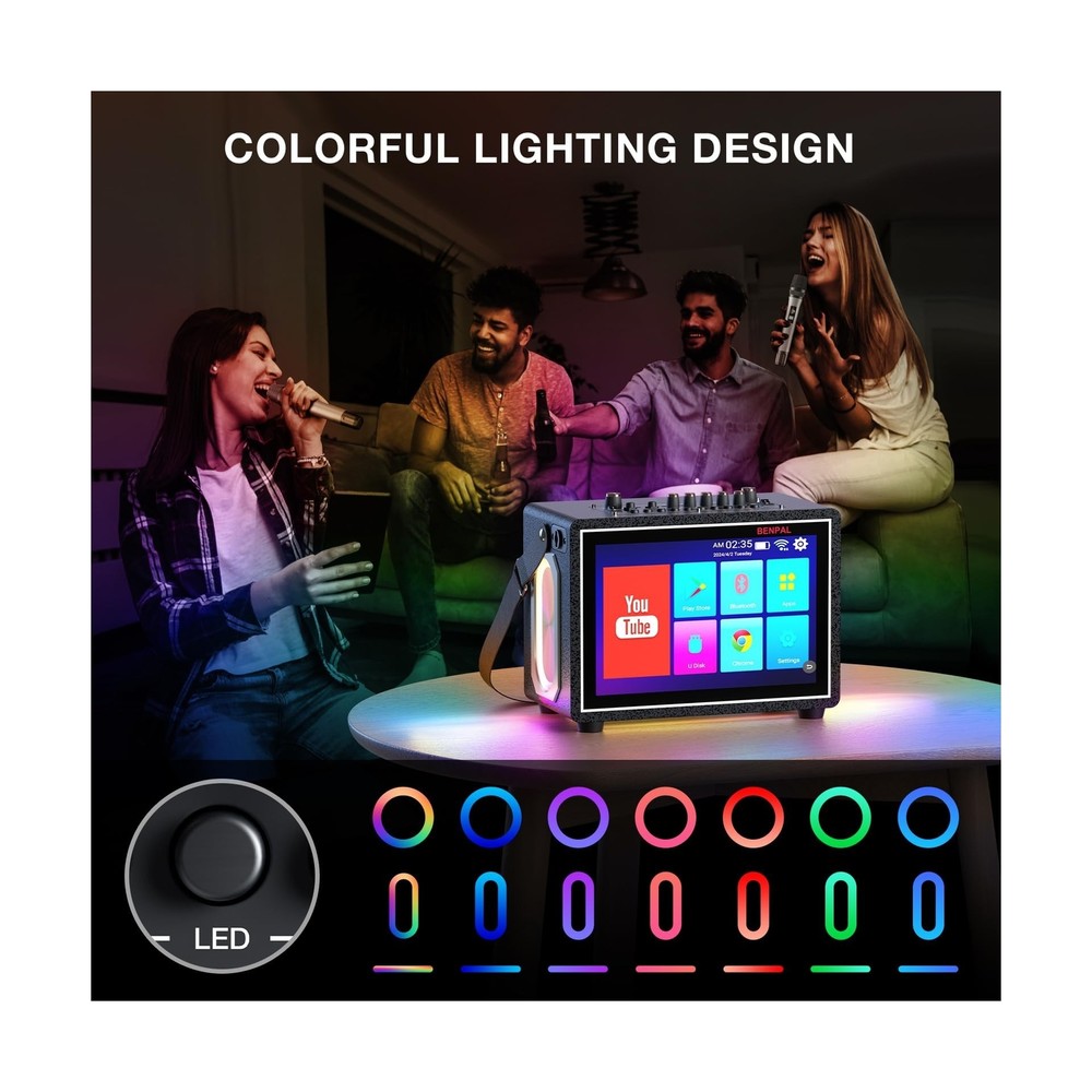 Karaoke Machine with Lyrics Display,12.1-inch capacitive Touch Screen wift Yo...