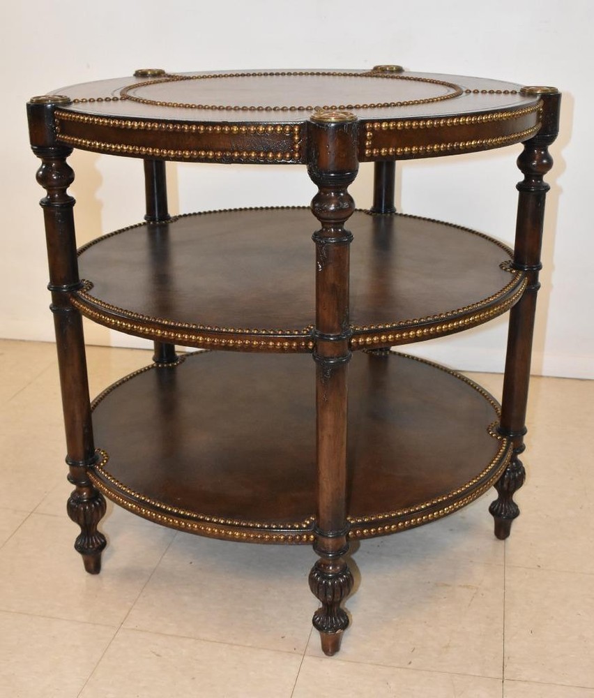 Maitland Smith 3-Tier Leather Top Table
