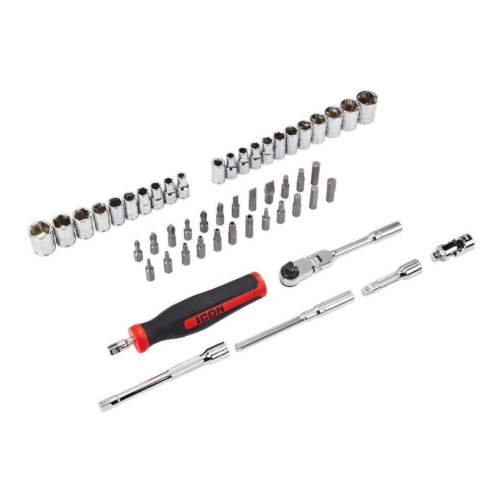 ICON 1/4 in. Drive Compact Socket and Bit Set, 52-Piece