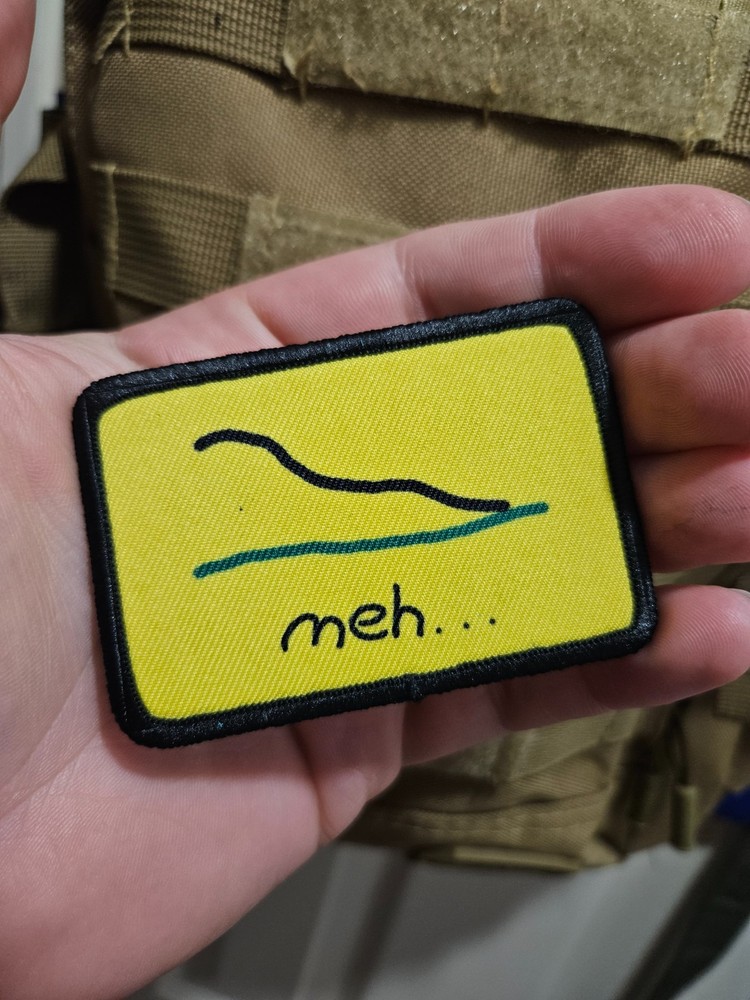 Meh badly drawn Gadsden flag meme 2"x3" hook & loop patch