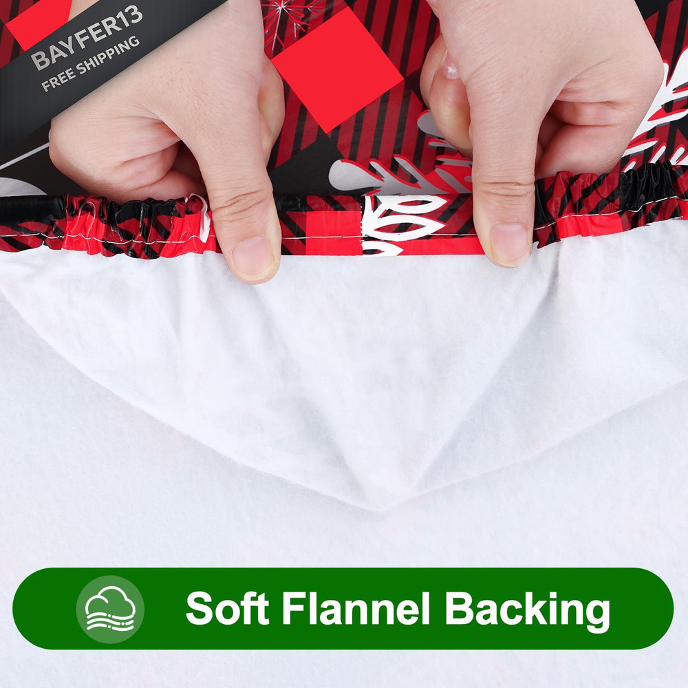 Smiry Plastic Christmas Tablecloth, 72" x 30" (Rectangular), Black & Red