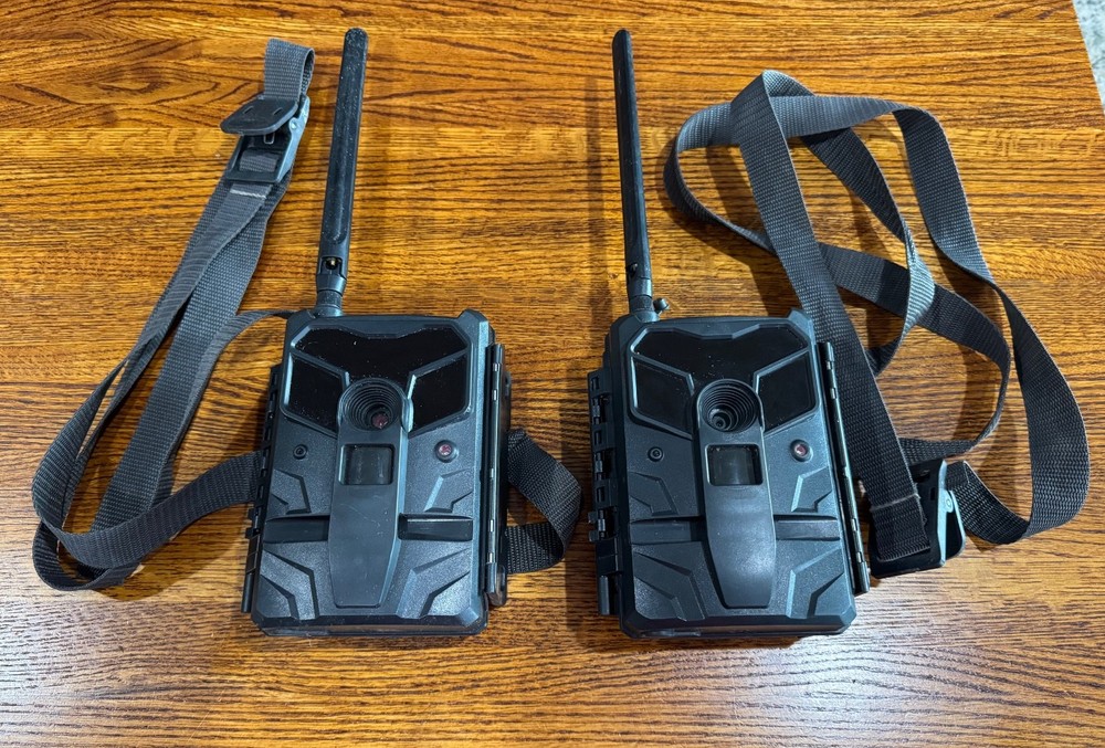 Set of 2 Moultrie Mobile EXO Cellular Trail Camera  (MCG-14048) with 2 SD Cards