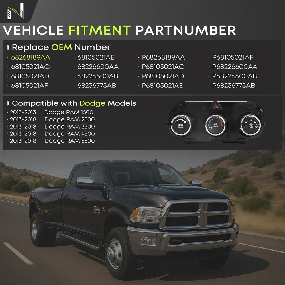 Climate Control Module fit for Dodge Ram 1500 2500 3500 2013-2018 AC Control...