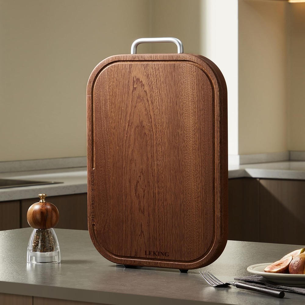 Premium Solid Ebony Wood Cutting Board for Kitchen - 14.5"x9.5"x1" Double Sid...