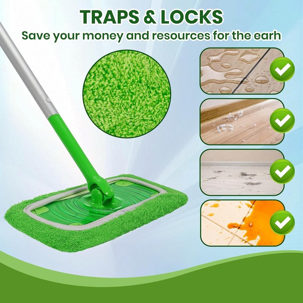 6 Pack Reusable Mop Pads Compatible with Swiffer Wet Jet, Microfiber Mop Refill