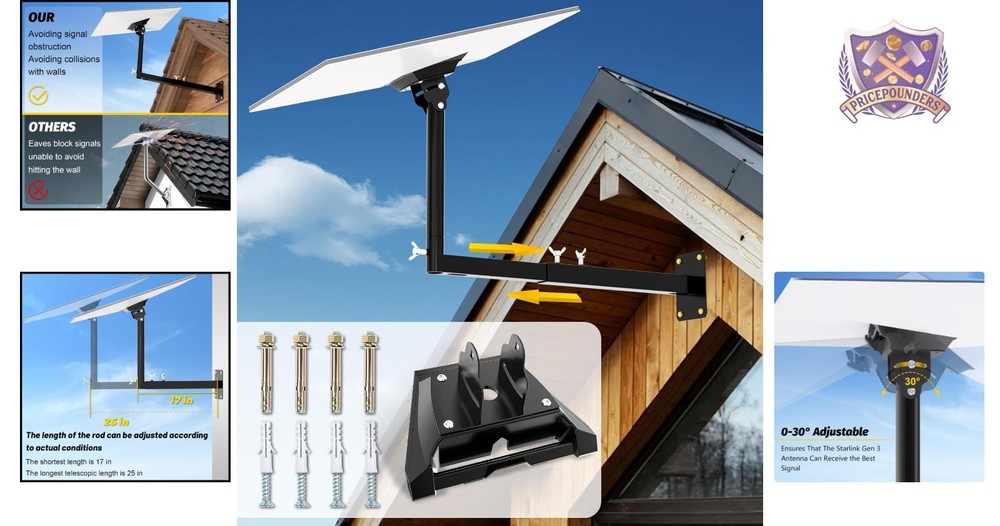 Starlink Gen 3 Mount with Adapter Heavy Duty Wall & Pole Mounting Kit