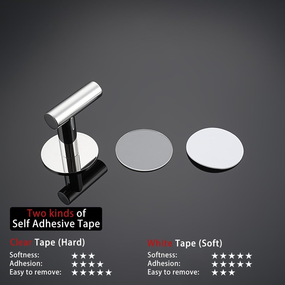 JQK Self Adhesive Towel Hook Chrome, No Drill, Robe & Clothes Wall Hook