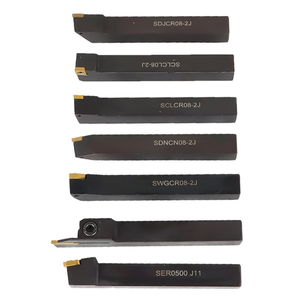 7Pcs Carbide Indexable Turning Tool 1/2" Lathe Tool Bit Thread Insert+Holder Kit