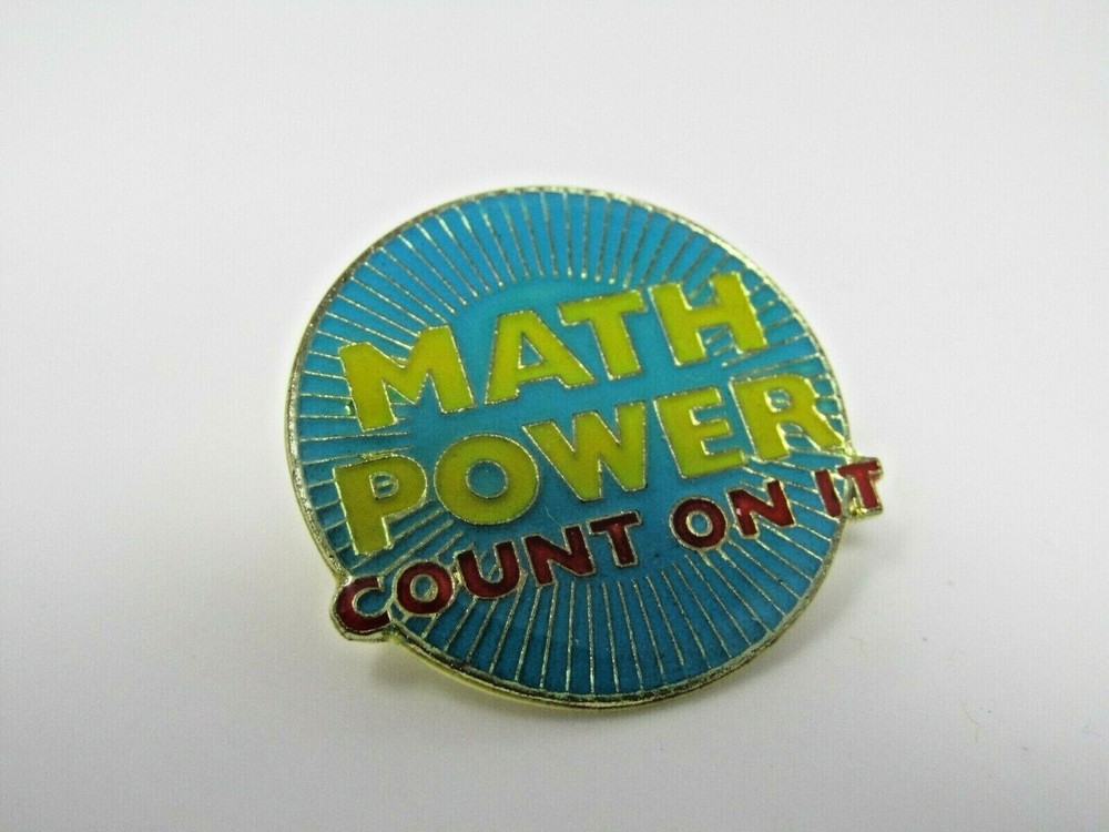 Vintage Math Power Count On It Enamel Pinback Button Teacher Student Award Badge