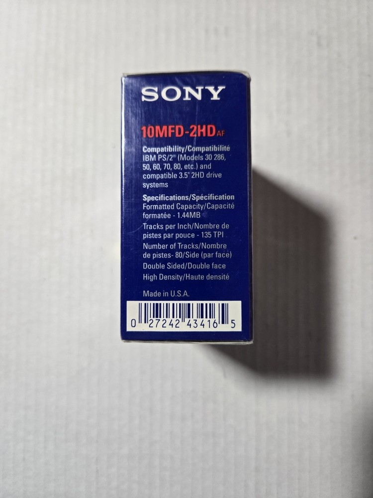10-Pack SONY 3.5" Micro Floppy Disk/Double Sided 1.44MB 10MFD-2HD IBM Formatted