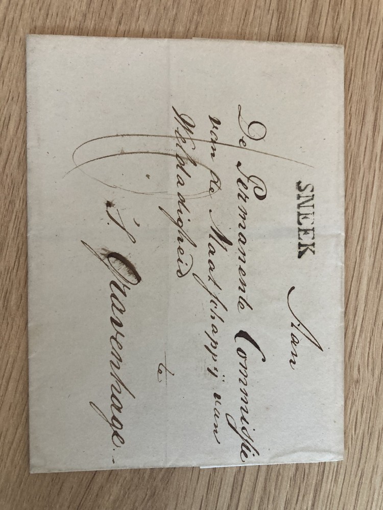 Netherlands 1824 pre philately cover from Sneek to The Hague