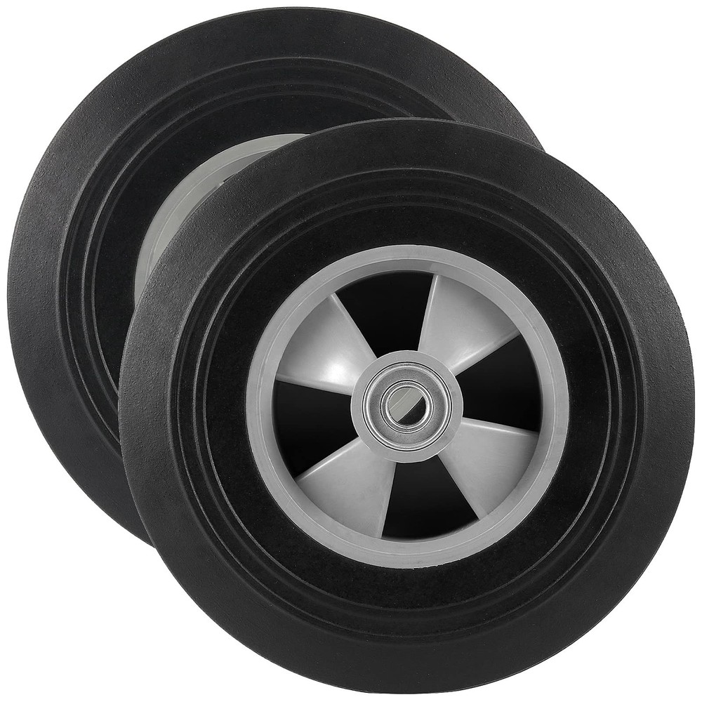 HAKZEON 2 Pack 10 x 2.5 Inch Flat Free Solid Rubber Tires and Wheel, Solid Wh...