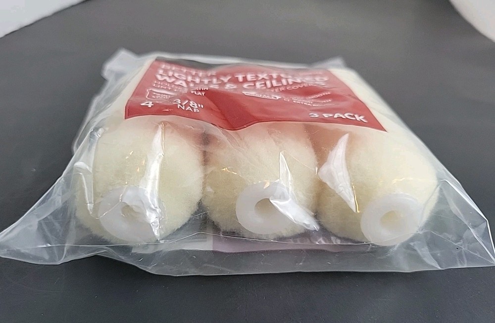 BETTER White Lightly Textured Walls & Ceilings 4" Rollers (⅜" nap) 3pk - NEW