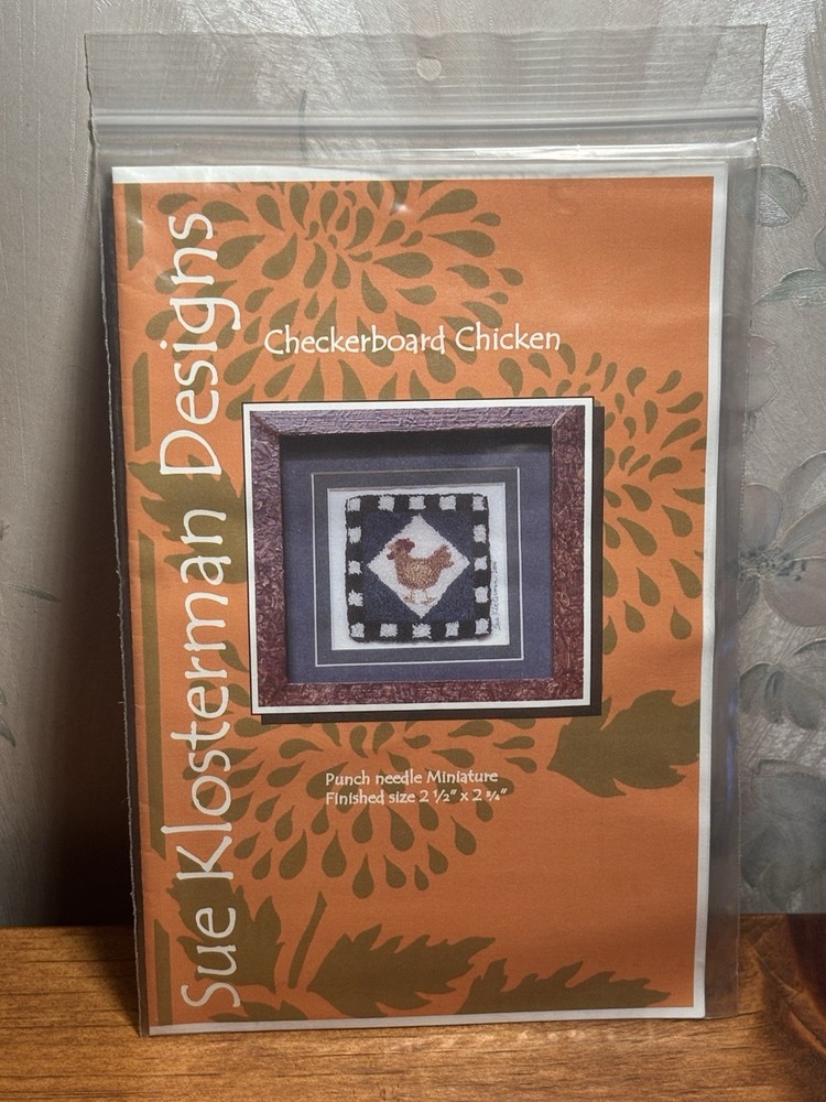 Punch Needle Miniature By Sue Klosterman Designs “Checkerboard Chicken”