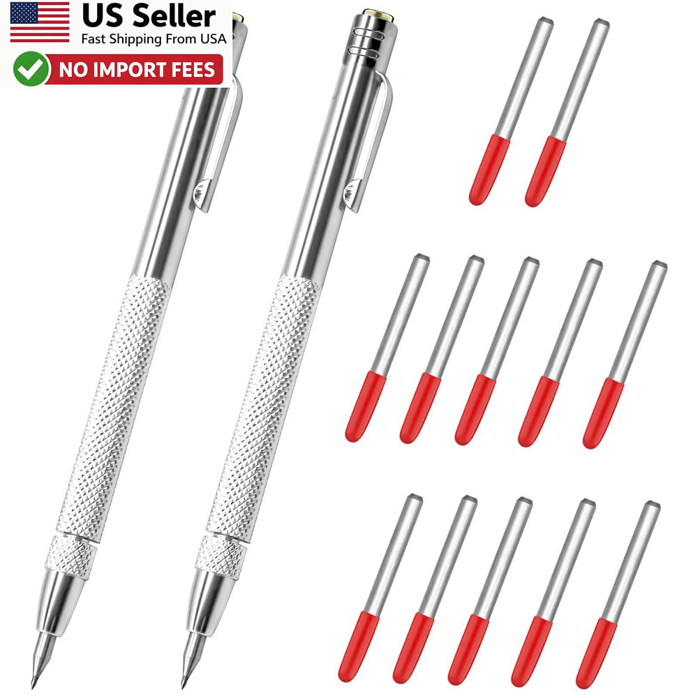 2Pcs Tungsten Carbide Scriber 12 Tips Engraving Pen Metal Glass Tool FROM USA