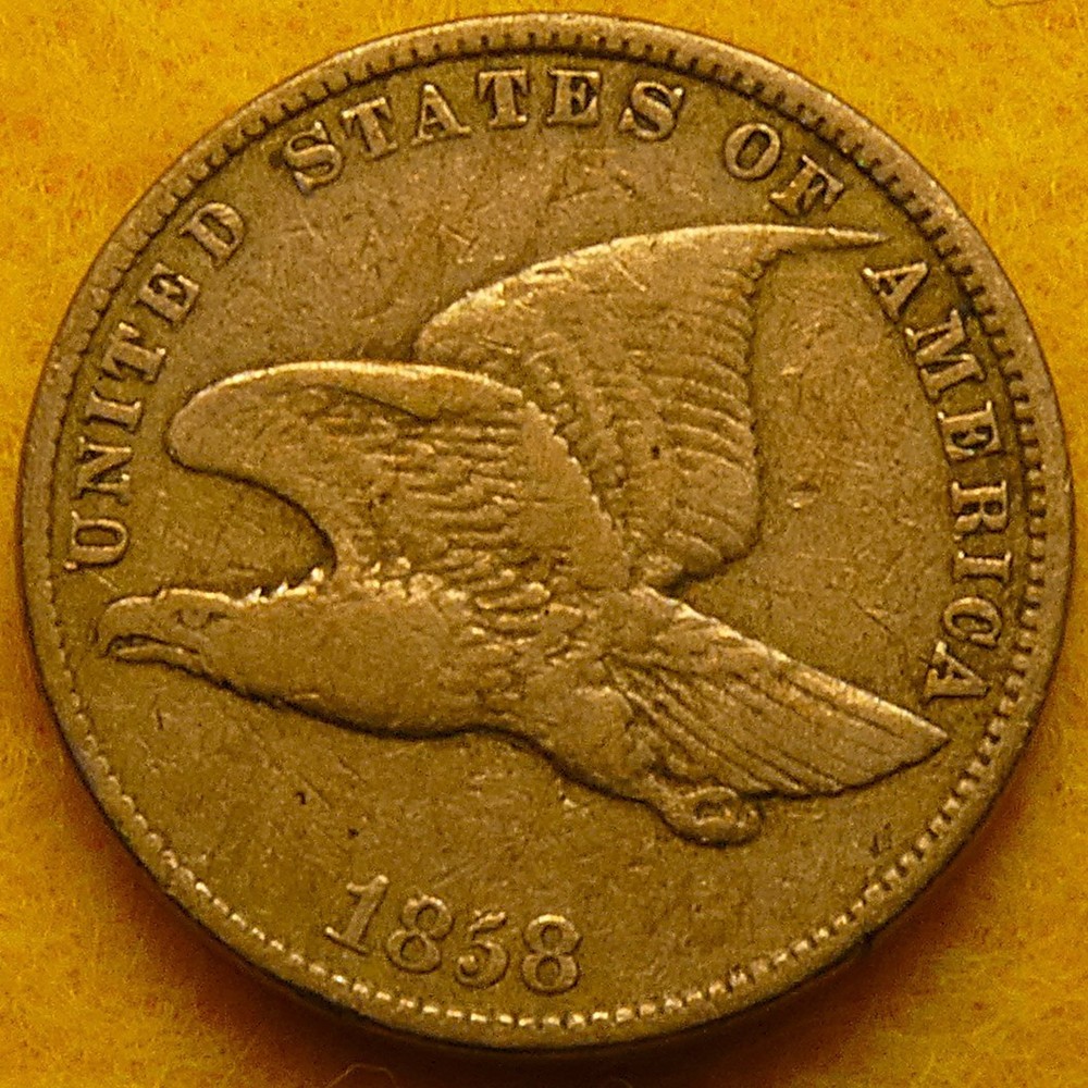 1858 Small Letters Flying Eagle Cent with sharp feathers!