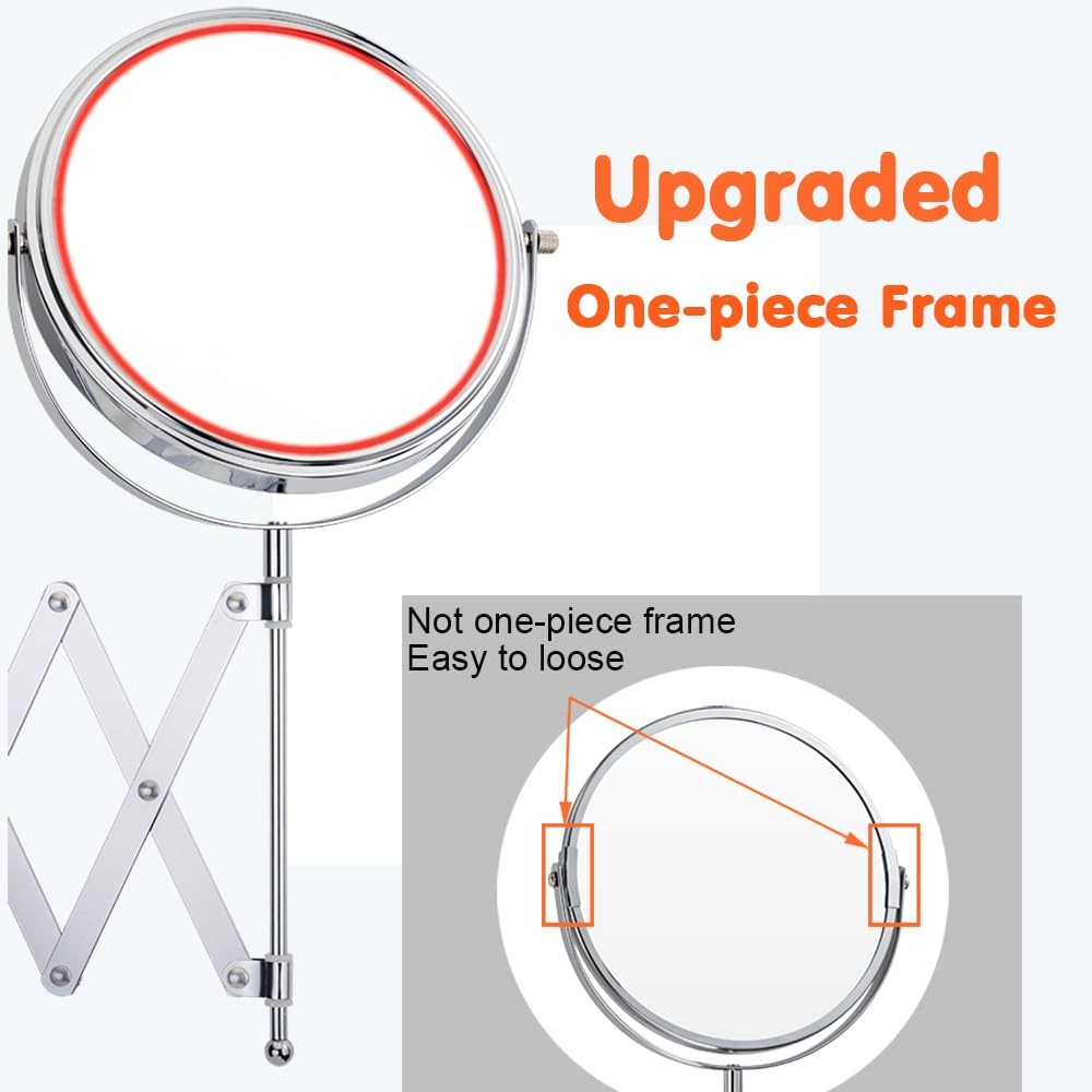 8-Inch Wall Mounted Bathroom Mirror, 1X/7X Magnification, Space-Saving Design