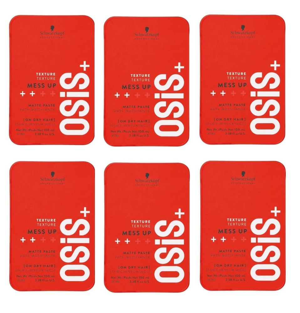 (6 PACK) Schwarzkopf Osis+ Mess Up Matte Paste, 3.38 oz