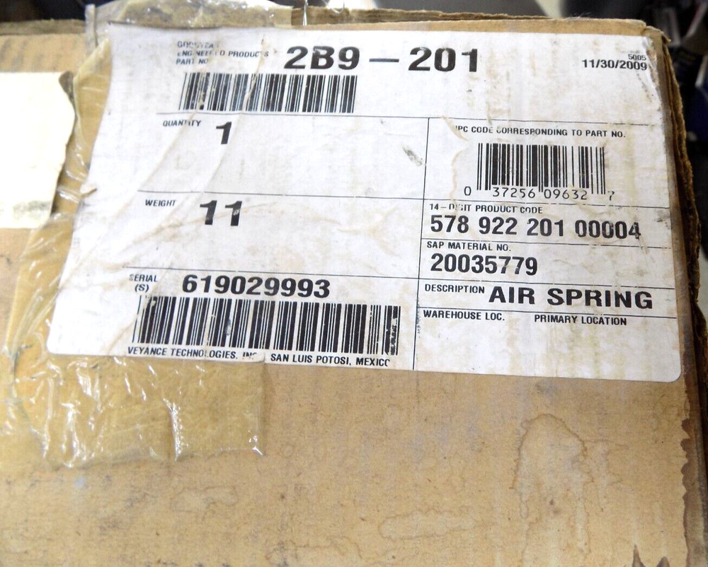 Goodyear 2B9-201 Double Convoluted Air Spring Bag