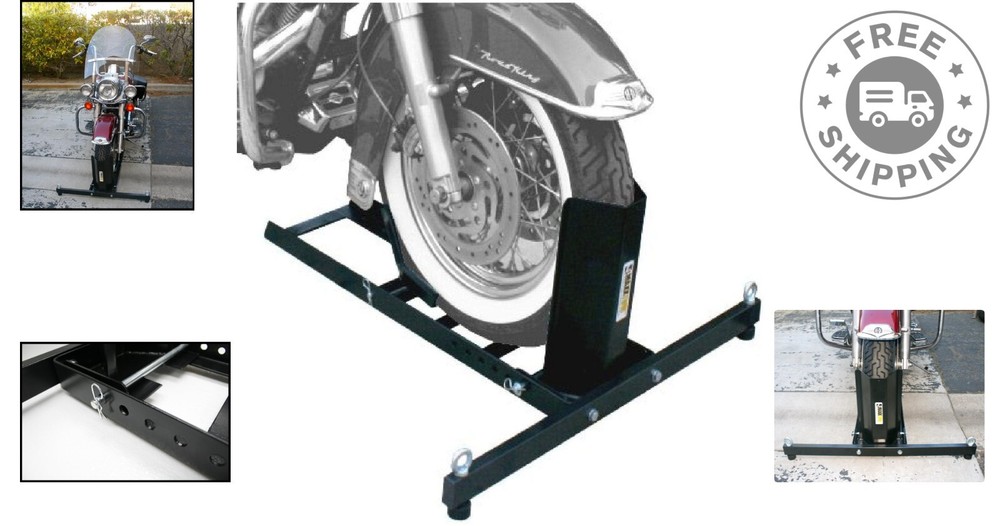 Heavy Duty Motorcycle Wheel Chock Stand - 1800lb Capacity, Adjustable & Secure