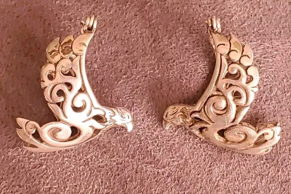 Vintage Native American Sterling Silver 925 Eagle Bird Earrings Open Work