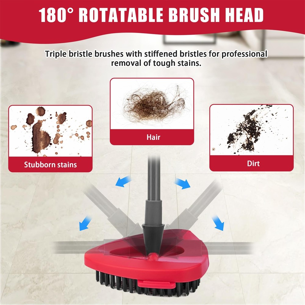 Hard Bristle Spin Mop Heads, Compatible, 2 Pack, Red