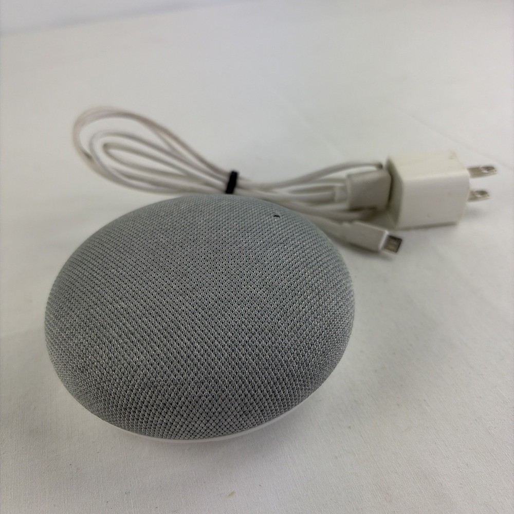 Working Google HOA Home Mini Smart Speaker Gray Google Assistant +Power Cord