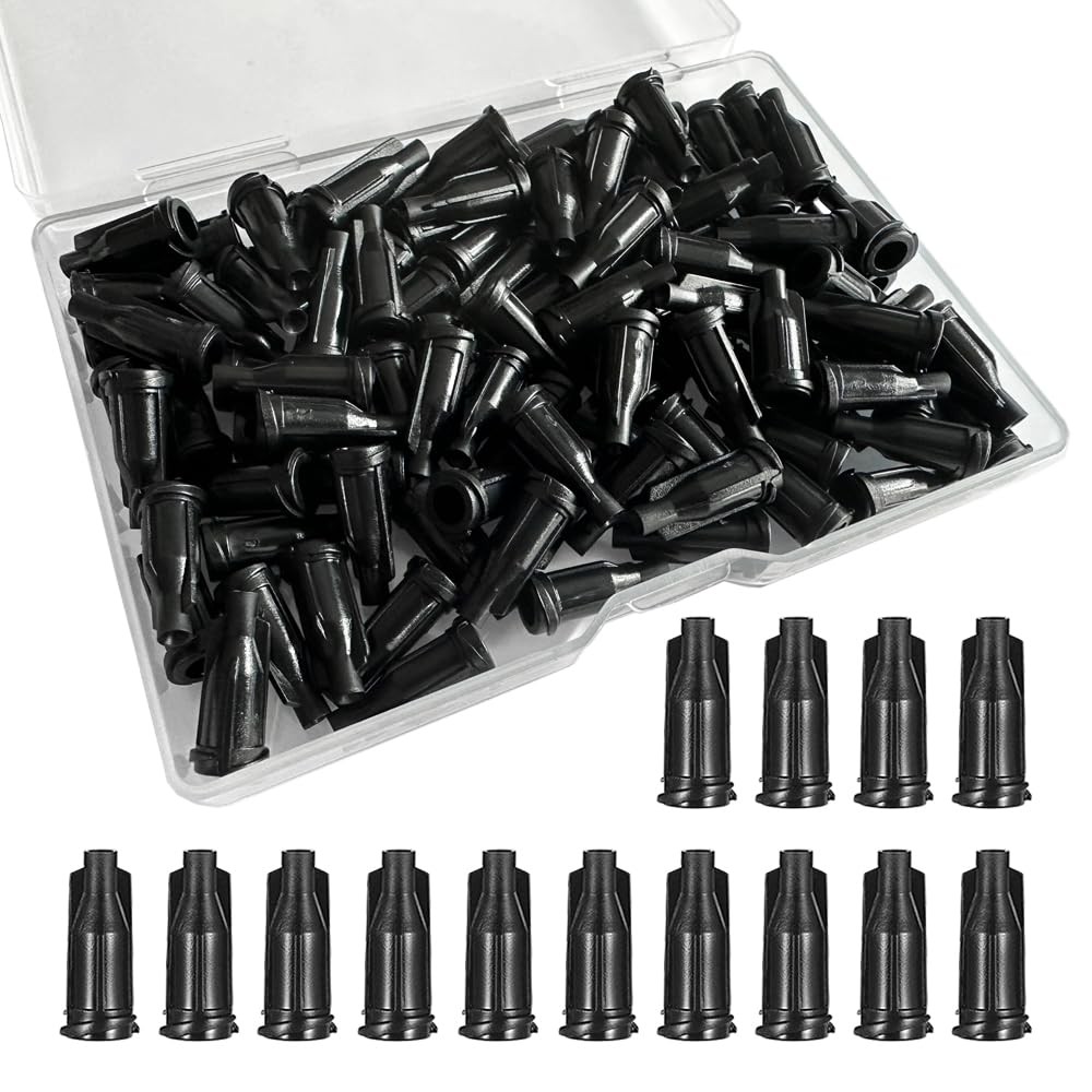100 Pack Luer Lock Syringe Caps for Luer Slip Lock Tip Leak-Free Dispensing-Blac