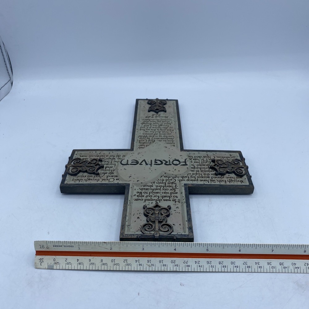 By Faith 2005 Bill Stross Demdaco Wall Cross Forgiven Scripture Romans 4-25